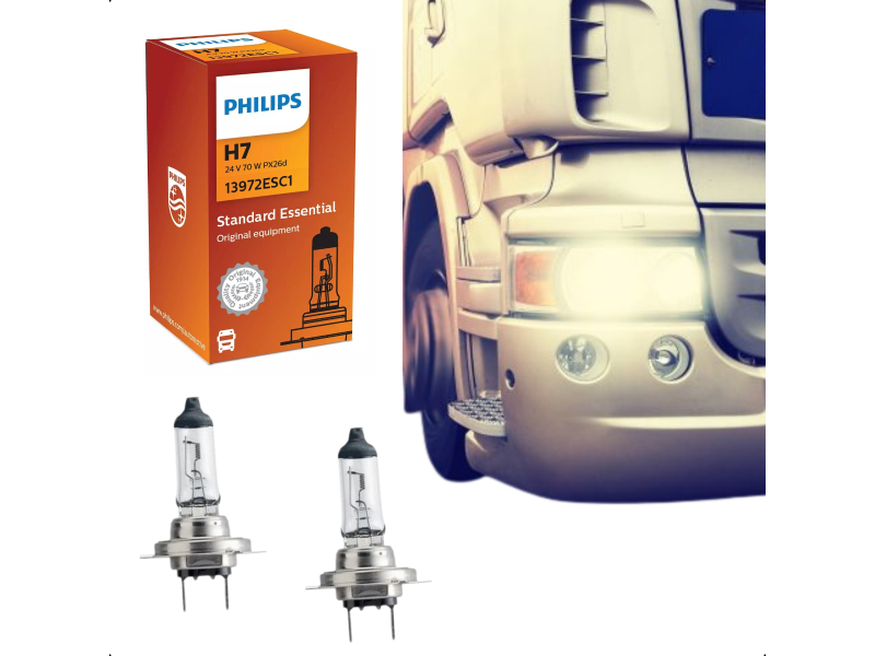 Par Lâmpadas H7 24V 70w Farol Caminhão Original Philips